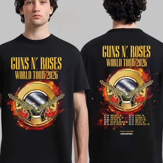 Discover Guns N Roses World Tour 2026 Latin America Schedule Dates Two Sided T-Shirt