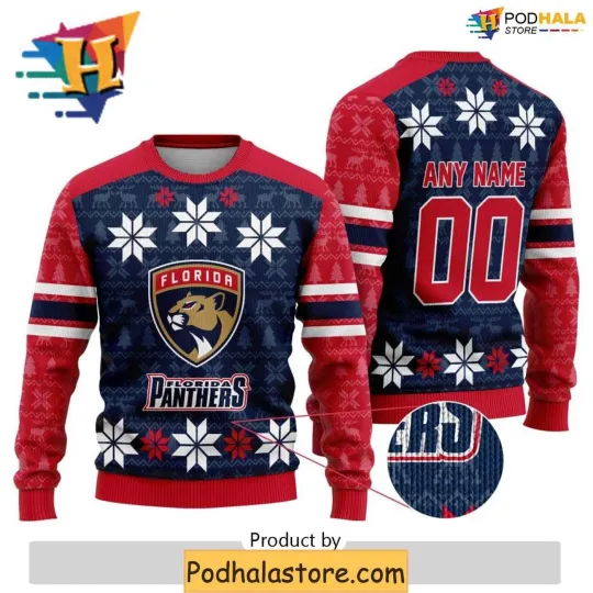 Personalized Florida Panthers Ugly Christmas Sweater, Funny Christmas Apparel