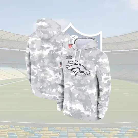 football Den@ve.r Br!on.cos Pullover Hoodie Camo Grey, Gift For Fans, Christmas Gift