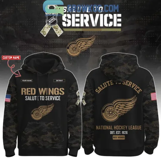 Discover Detr!@oit Red W!@ings Salute To Service Veterans Day Hoodie Shirt