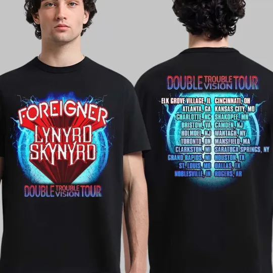 Foreigner X Lynyrd Skynyrd Double Trouble Vision Tour 2026 North America T-Shirt