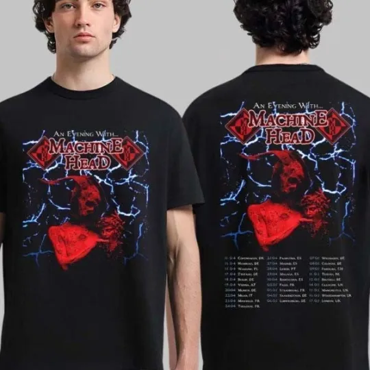 Discover Machine Head An Evening Tour 2026 T-Shirt Two Sided Schedule Dates