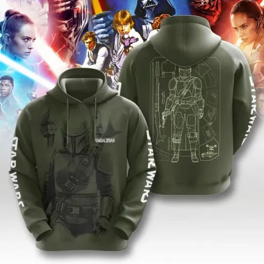 Star Wars Mandalorian Hoodie All Over Print, Gift For Fans, Christmas Gift