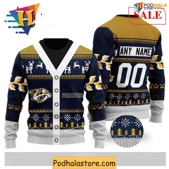 Discover Personalized Nashville Predators Ugly Christmas Sweater, Xmas Apparel for Fans