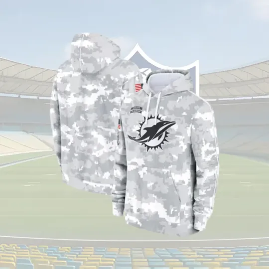 football Mi!am.i Do@lp.hins Pullover Hoodie Camo Grey, Gift For Fans, Christmas Gift