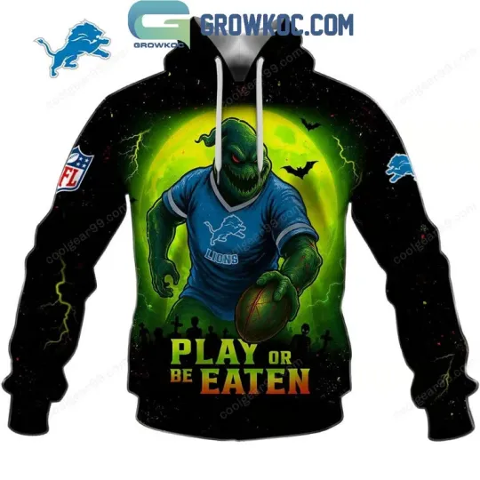 Discover Detr!@oit L!@ions Play Or Be Eaten Halloween Hoodie T-Shirt, Gift For Fans, Christmas Gift