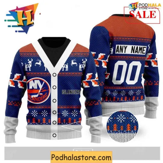 Discover Personalized New York Islanders Ugly Christmas Sweater, Family Xmas Gift