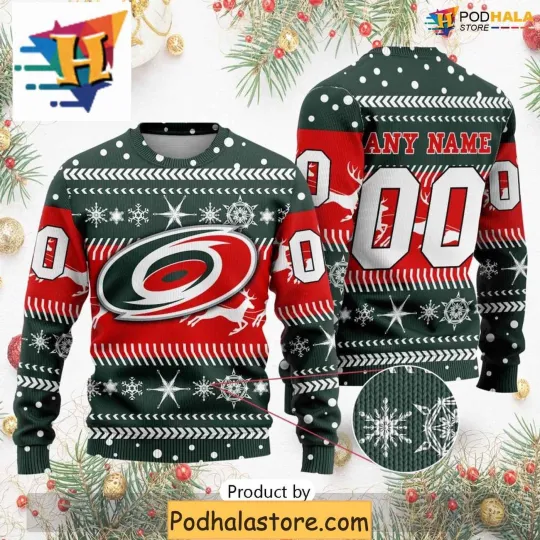 Discover Personalized Carolina Hurricanes Ugly Christmas Sweater, Xmas Gift For Fans