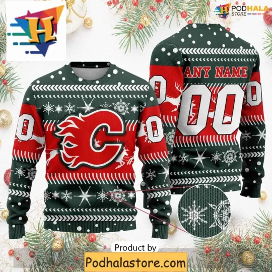 Discover Personalized Calgary Flames Ugly Christmas Sweater For Xmas, Christmas Gift