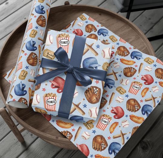 Discover Baseball Theme Gift Wrapping Paper, Sports Theme Wrapping Paper