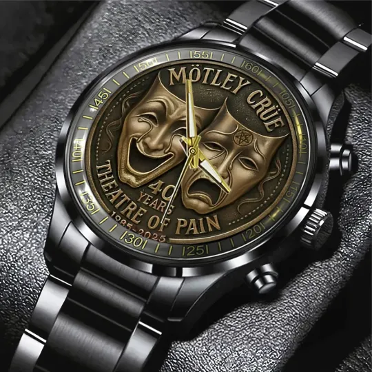 Discover Mötley Crüe Theatre of Pain 40th Anniversary Black Stainless Steel Watch