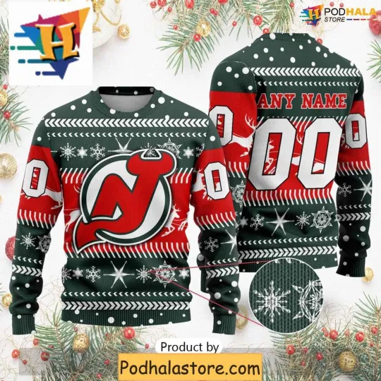 Discover Personalized New Jer.sey Devils Ugly Christmas Sweater, Holiday Apparel Gift