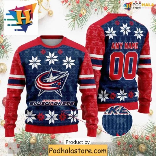 Discover Personalized Columbus Blue Jackets Ugly Christmas Sweater for Fans, Perfect Gift