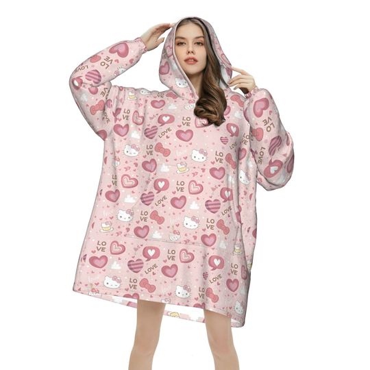 Discover Hellos Kittys Kawaii Cat Oversized Blanket Hoodie