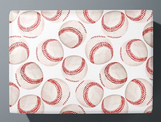 Discover Baseball Wrapping Paper - Hand Illustrated - Gift Wrap - Ideal Gift