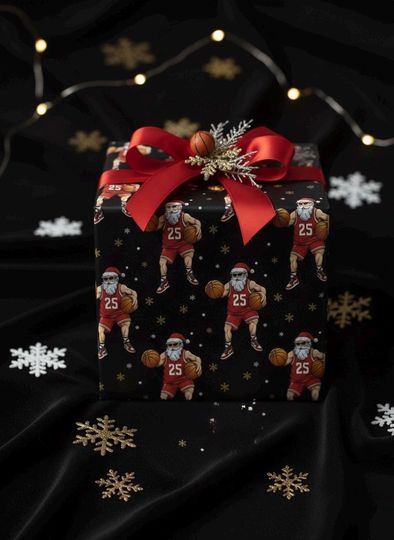 Discover Santa Basketball Gift Wrapping Paper: Festive Holiday Wrap