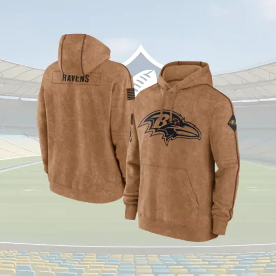 football Bal!tim@or.e R@av.ens Pullover Hoodie Khaki