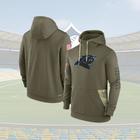 football Car@o.line.a P!an.th.ers Pullover Hoodie Army Green