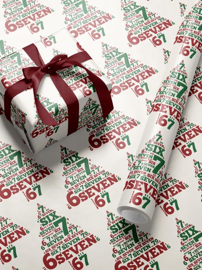 Discover 67 Christmas Wrapping Paper Roll Funny Gag Gift Wrap for Teens Parents Teachers Internet Humor Six Seven Xmas Trees