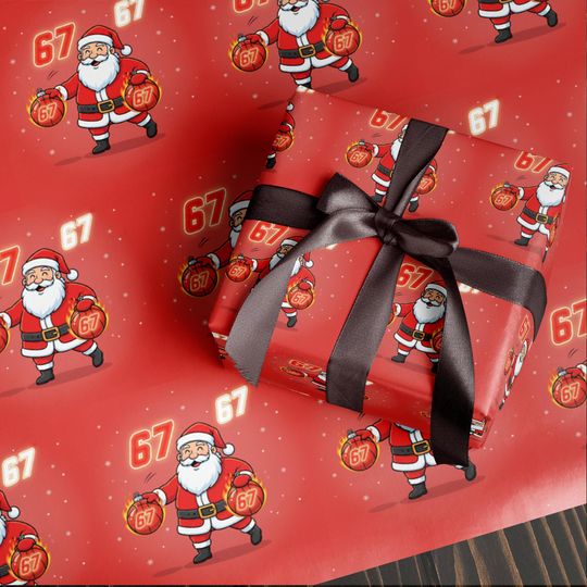 Discover Funny 67 Christmas Wrapping Paper,Santa Meme Gift Wrap for Kids, Sport Basketball Green Holiday Gift Wrap Roll,Hilarious Christmas Gift Idea