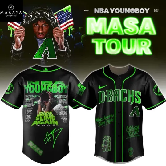 Discover Arizonna YoungBoy 2025 Make America Slime Again Tour Baseball Jersey