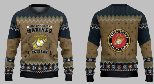 Discover Us Marine Veteran Ugly Sweater Christmas