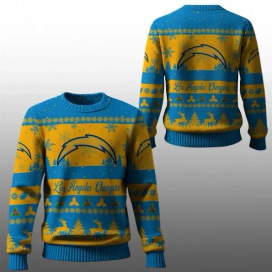 Christmas La Chargers Festive Reindeer Tree Ugly Sweater