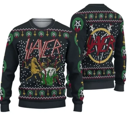 Discover Slayer Hell Await Christmas Ugly Sweater