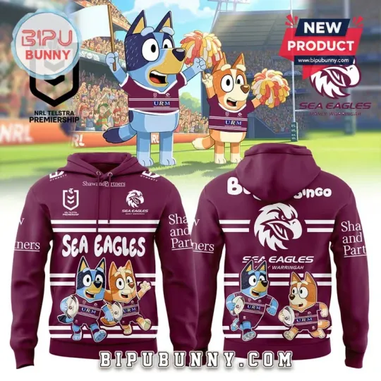 M@nly Sea E@gles NRL x BlueyDad and Bingo Hoodie, Gift For Fans, Christmas Gift
