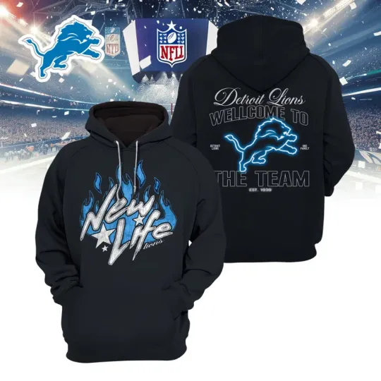 Discover D.3.t.r.0!t L!ons | Premium football New Life Hoodie TD