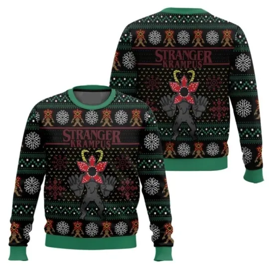 Stranger Thing Demogorgon Krampus Ugly Christmas Sweater