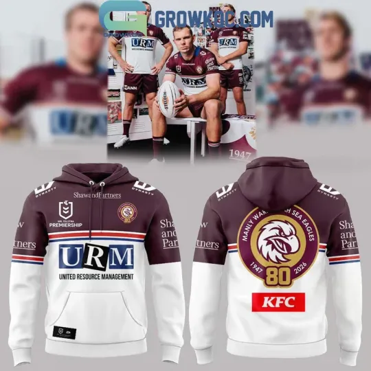 Discover M@nly Warringah Sea E@gles 80th Uniform 2025 Hoodie Shirt