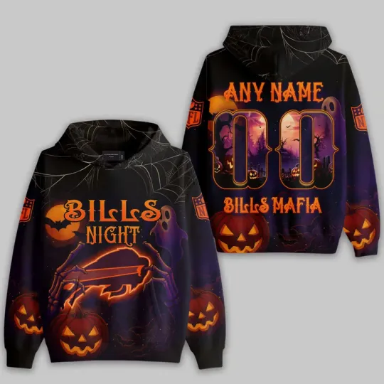 Discover Buff@l0 B!lls | Premium football Halloween Night Hoodie, Gift For Fans, Christmas Gift