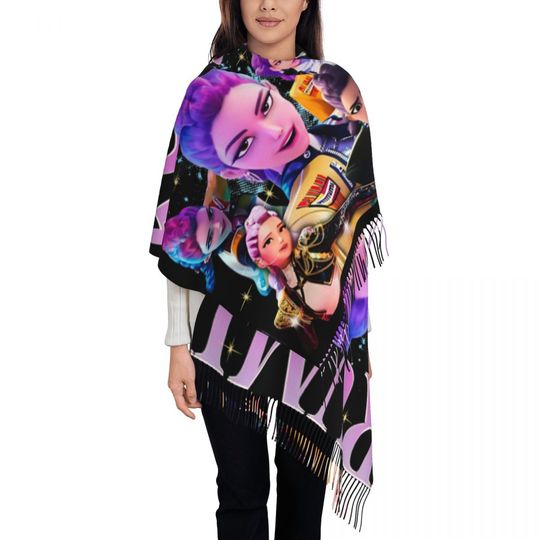 Rumi Kpop Demon Hunters Vintage Scarf for Women Warm Winter Pashmina Shawl Wrap Large Shawl Scarf for Daily Wear