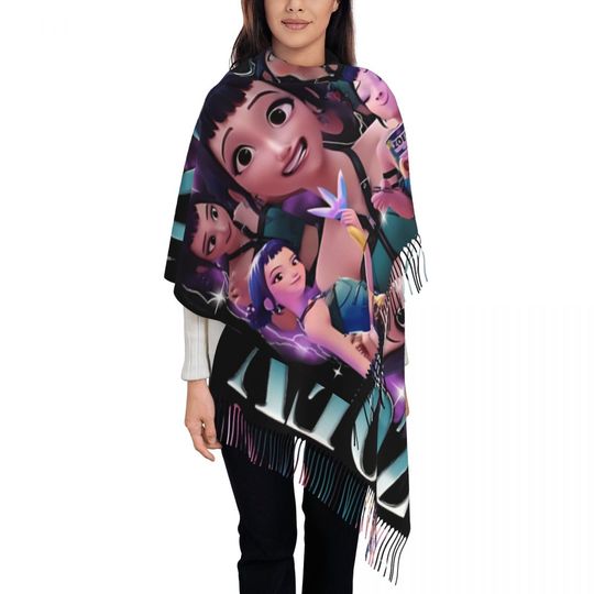 Women's Tassel Scarf Kpop Demon Hunters Zoey Huntrix Large Winter Fall Shawl and Wrap Daily Wear Cashmere Scarf