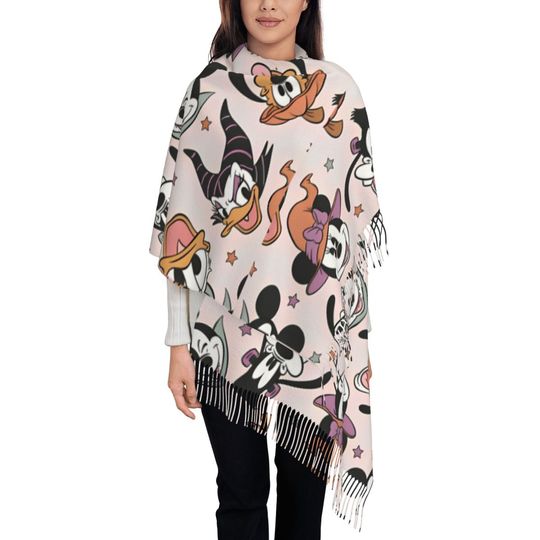 Discover Womens Scarf with Tassel Mickey Mouse Large Super Soft Shawl and Wrap Not-So-Scary Gifts Cashmere Scarf