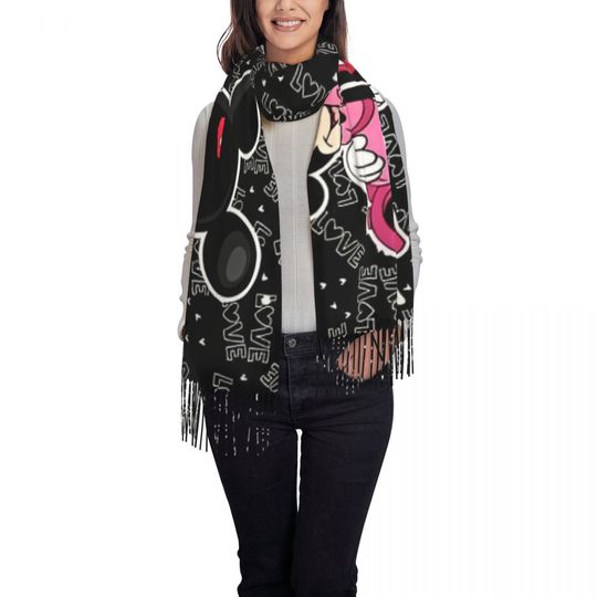 Discover Women's Scarf with Tassel Mickey Minnie Cartoon Large Winter Fall Shawl and Wrap Daily Wear Pashmina Scarves