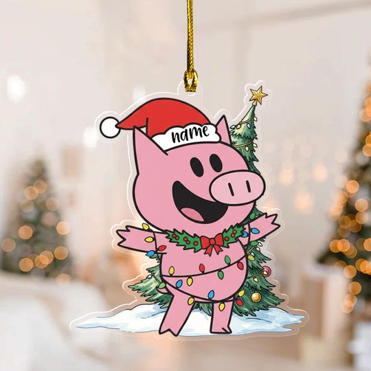 Discover Piggie Christmas Ornament,Personalized Name Ornament for Kids,Elephant & Piggie Character, Book Gift,Funny Holiday Decoration 2025 G5PN06-05