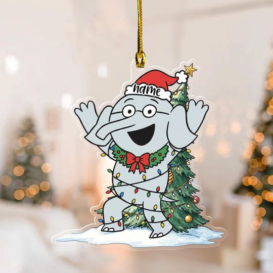 Discover Gerald the Elephant Christmas Ornament, Personalized Name Ornament for Kids,Elephant & Piggie Character, Childrens Book Gift 2025 G5PN06-04