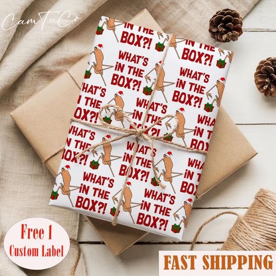 Discover Christmas Marcus The Worm Wrapping Paper, Whats In The Box Meme Christmas Wrapping Paper Viral Meme Xmas Gift Wrap, Festive Holiday