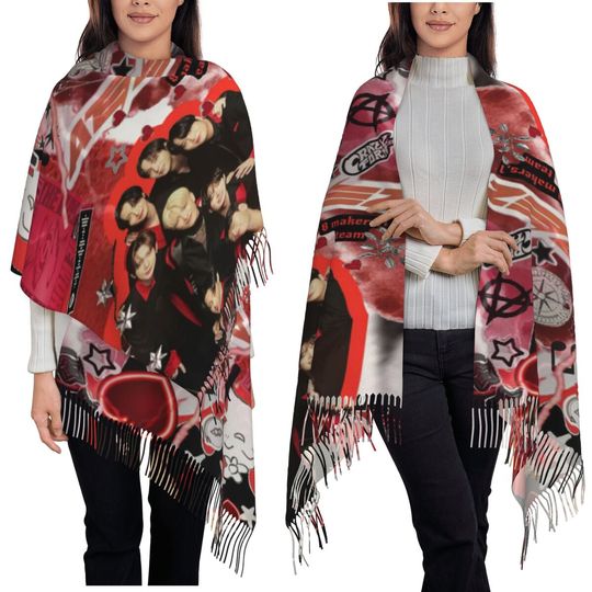 Kpop Star Singer Idol ATEEZ ATINY Scarf Tassel Scarves for Women Soft Warm Shawls and Wraps Large Fall Winter Shawl Wrap
