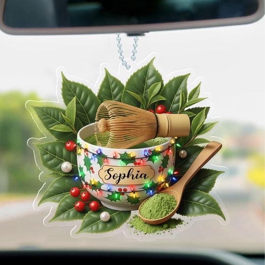 Discover Personalized Matcha Christmas Ornament, Matcha Tea 2D Flat Ornament, Japanese Tea Lover Holiday Gift JCTW32