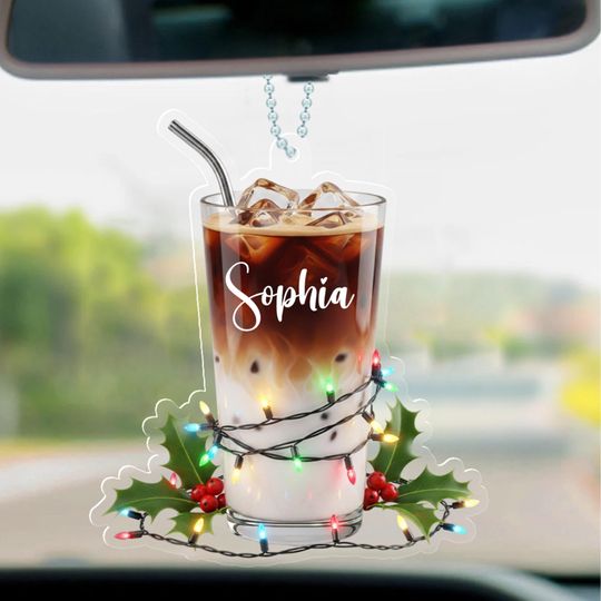 Discover Personalized Iced Coffee Christmas Ornament, Barista Gift Ornament, Custom Coffee Lover Holiday Decor JCTW31