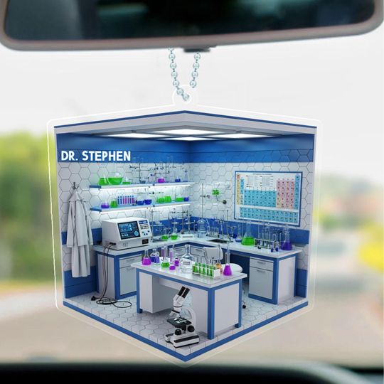 Discover Personalized Science Lab Christmas Ornament, Chemist Research Microscope Ornament, STEM Student Holiday Keepsake JCTW29