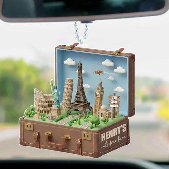 Discover Personalized Travel Adventure Ornament, 2-Layer Travel Destination Keepsake, Couple Holiday Travel Gift JCTW27