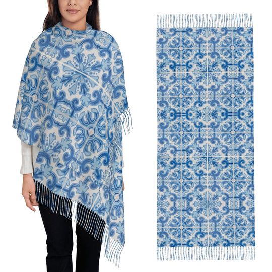 Discover Azulejo Lisbon Azulejos Lisboa Scarf Tassel Scarves for Women Soft Warm Shawls and Wraps Large Fall Winter Shawl Wrap
