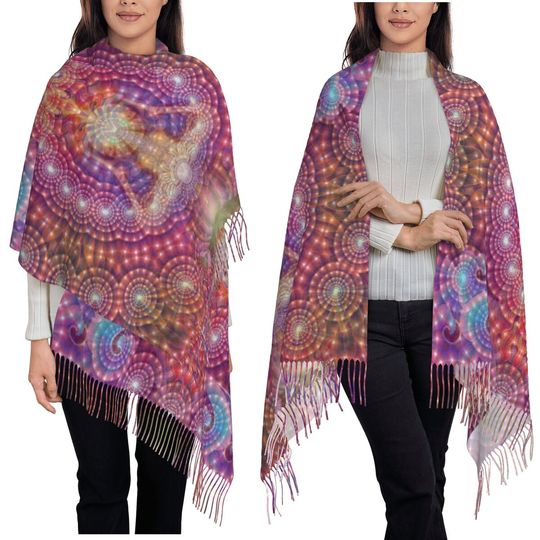 India Mandala Zen Buddha Scarf Tassel Scarves Women Soft Warm Shawls and Wraps Long Fall Winter Shawl Wrap