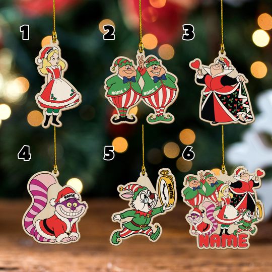 Discover Custom Alice In Wonderland Christmas Tree Ornament, Alice Princess Ornament, Mad Hatter Cheshire White Rabbit, Disney Holiday Decor G5PW11