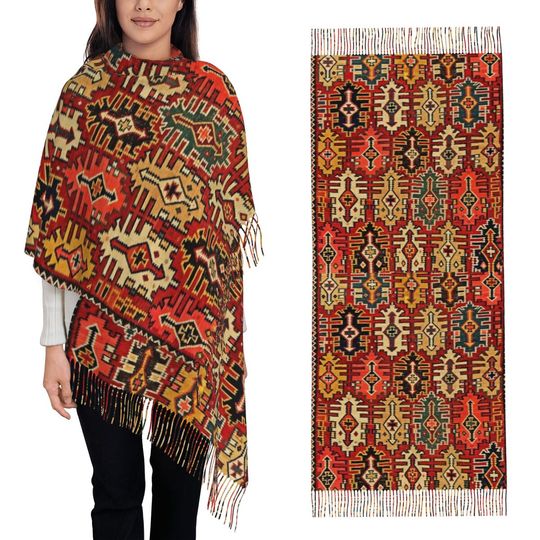 Antique Persian Scarf Tassel Scarves Women Soft Warm Shawls and Wraps Large Fall Winter Shawl Wrap