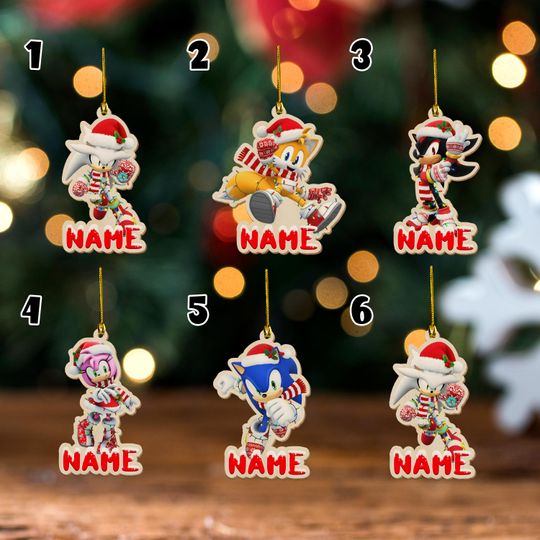 Discover Custom Name Sonic Acrylic Ornament, Sonic The Hedgehog Gift, Sonic And Friends Christmas Gift Sonic Tail Knuckles Acrylic Ornament G5PN07